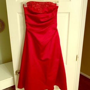 Gorgeous Red Strapless Cocktail Dress w/ Wrap